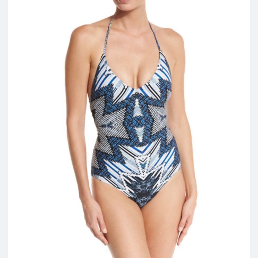 NEW Red Carter Women's Indigo Blues Lace Up One Piece Swimsuit - Picture 3 of 8